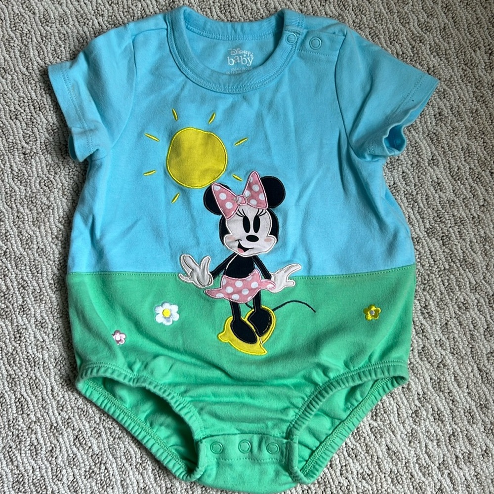 Disney Baby Minnie Mouse Appliqué Onesie